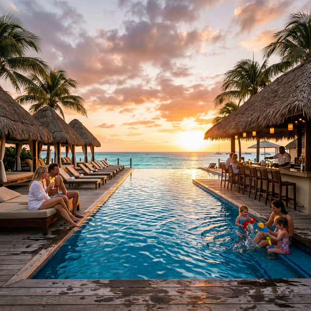 Luxury beachfront resort with infinity pool